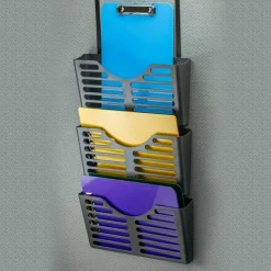Lorell 3-Pocket Plastic Hanging Wall File, 9-3/4