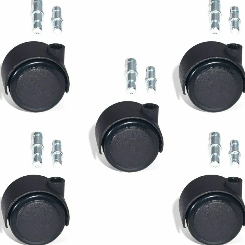 Lorell Premium Dual Soft Wheel Casters Set, Black, Set Of 5