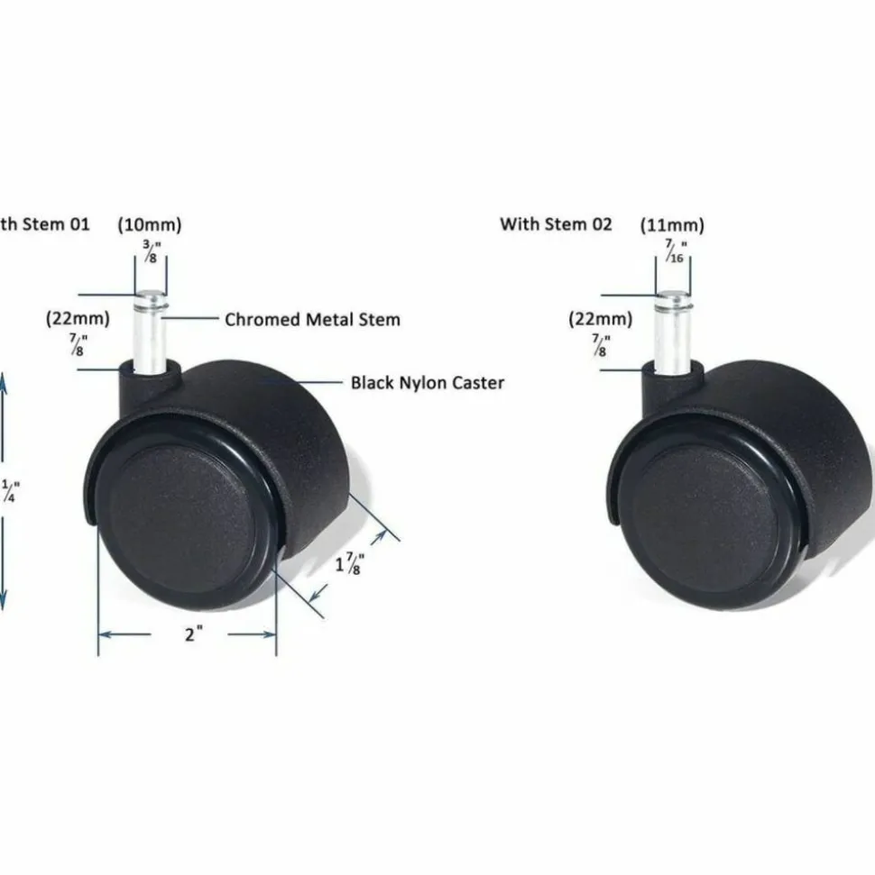 Lorell Premium Dual Soft Wheel Casters Set, Black, Set Of 5
