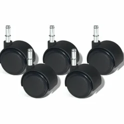 Lorell Premium Dual Soft Wheel Casters Set, Black, Set Of 5