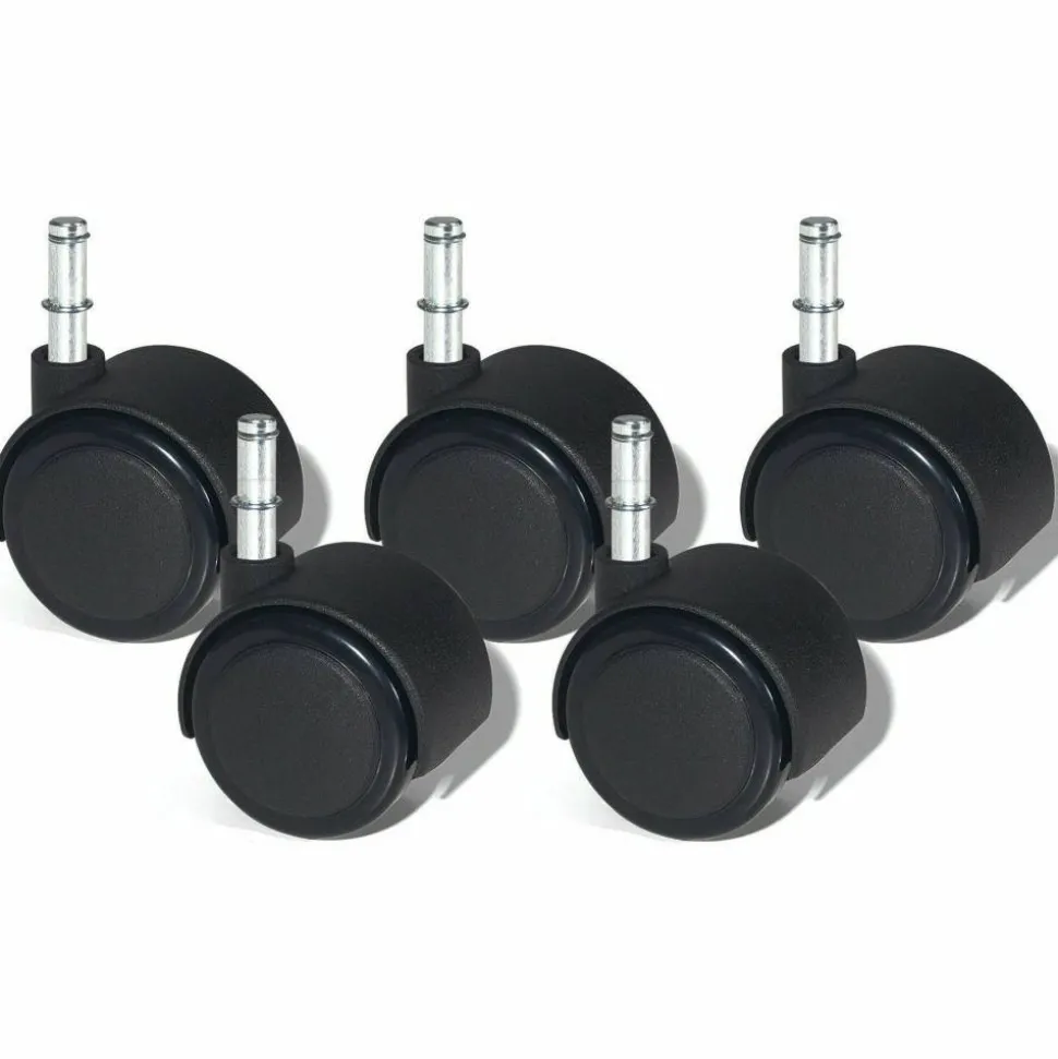 Lorell Premium Dual Soft Wheel Casters Set, Black, Set Of 5
