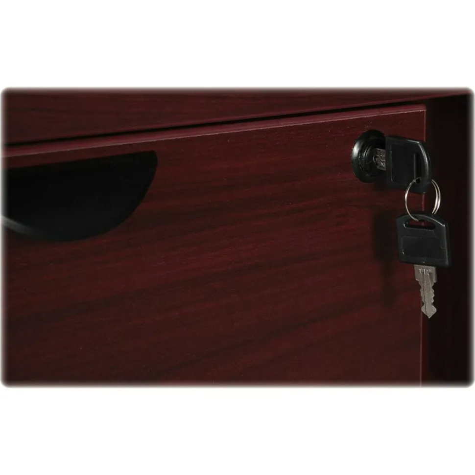 Lorell Prominence 2.0 72"W Bow-front Double-Pedestal Computer Desk, Mahogany