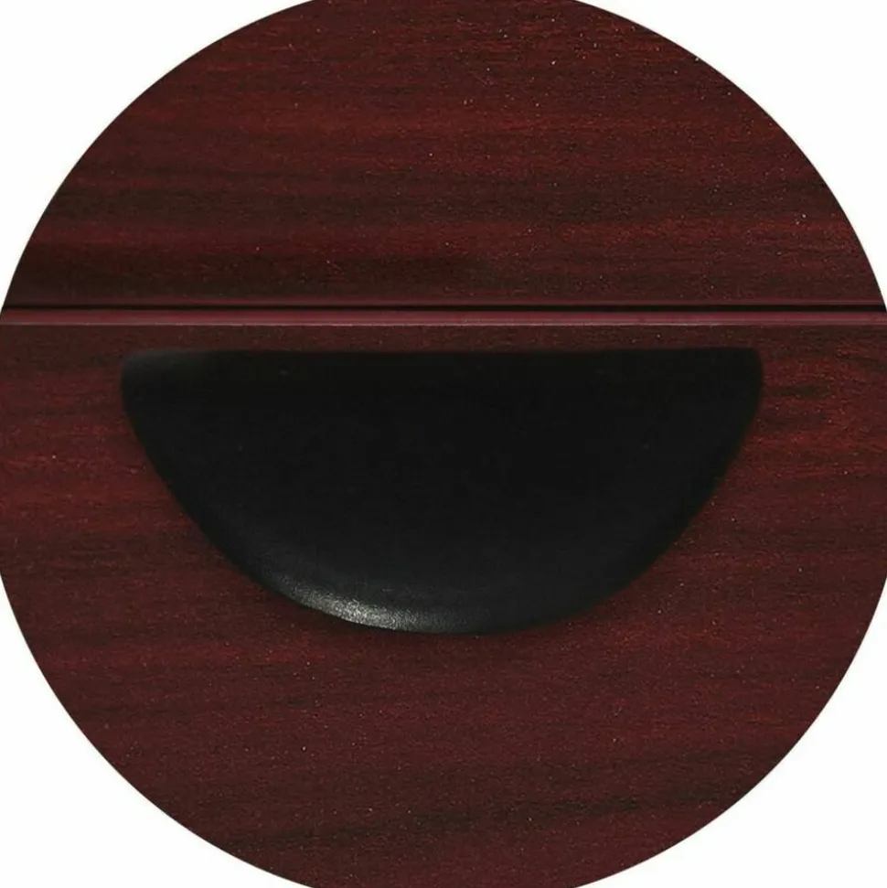 Lorell Prominence 2.0 72"W Bow-front Double-Pedestal Computer Desk, Mahogany