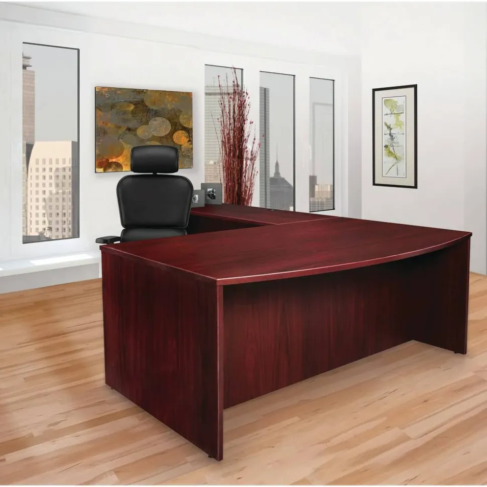 Lorell Prominence 2.0 72"W Double-Pedestal Computer Desk, Mahogany