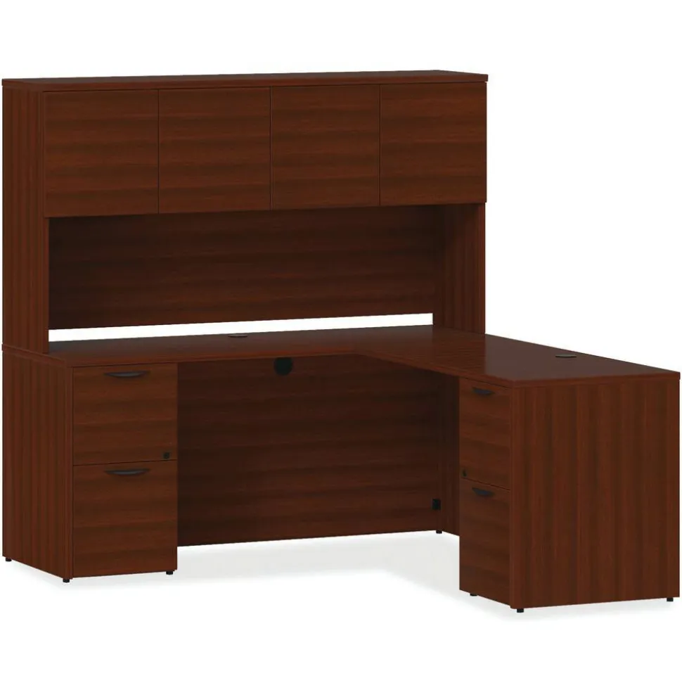 Lorell Prominence 2.0 72"W Double-Pedestal Computer Desk, Mahogany