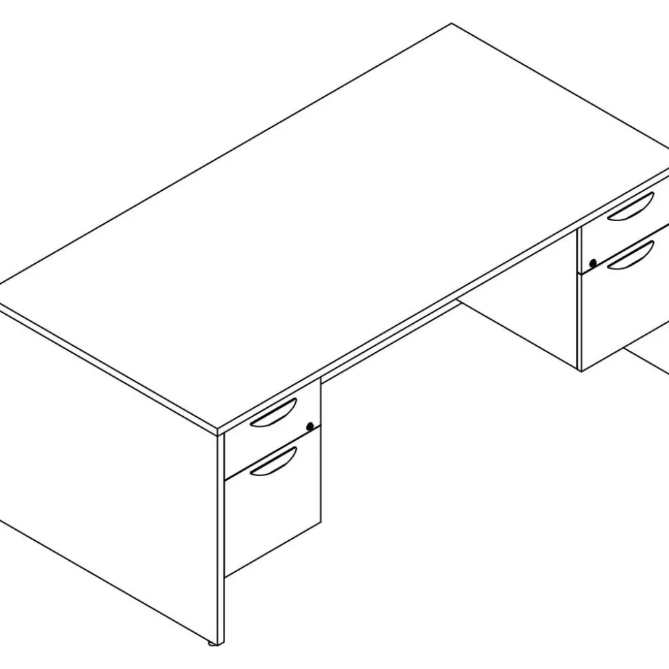 Lorell Prominence 2.0 72"W Double-Pedestal Computer Desk, Mahogany
