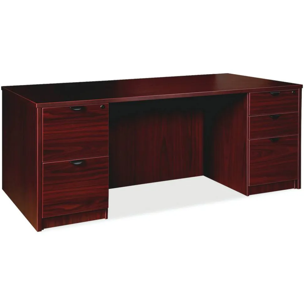 Lorell Prominence 2.0 72"W Double-Pedestal Computer Desk, Mahogany