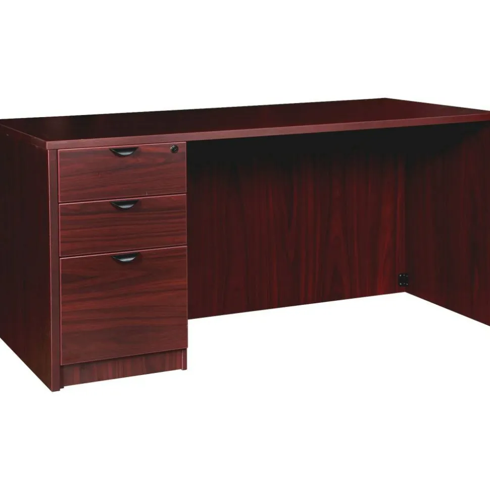 Lorell Prominence 2.0 60"W Left-Pedestal Computer Desk, Mahogany