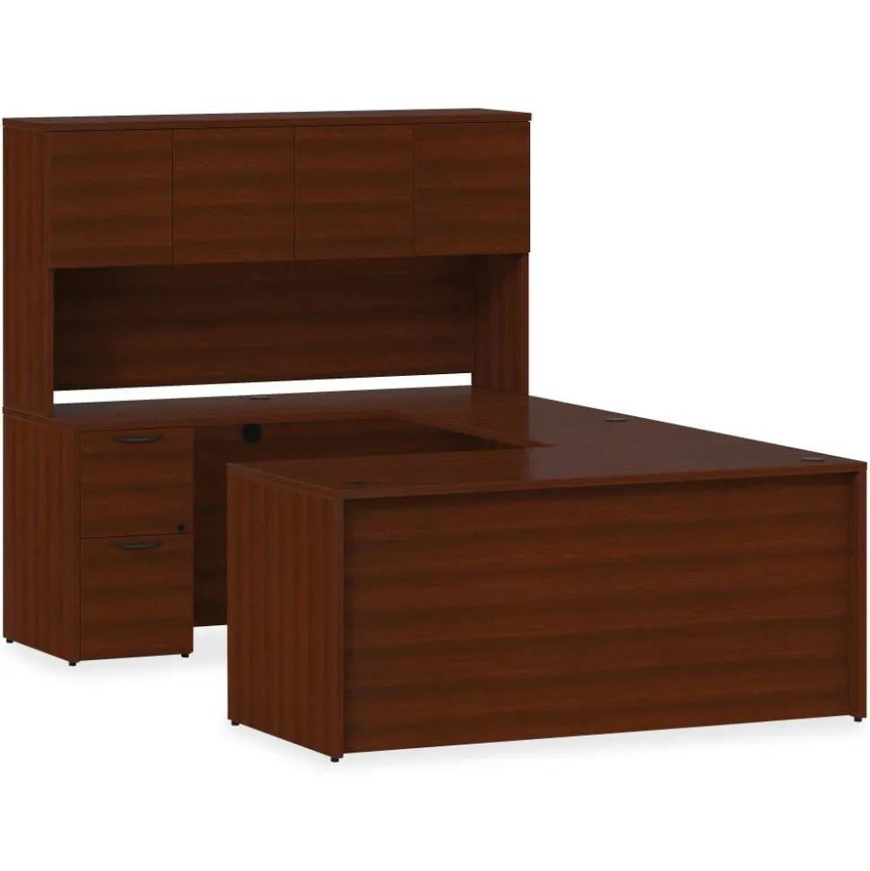 Lorell Prominence 2.0 60"W Left-Pedestal Computer Desk, Mahogany
