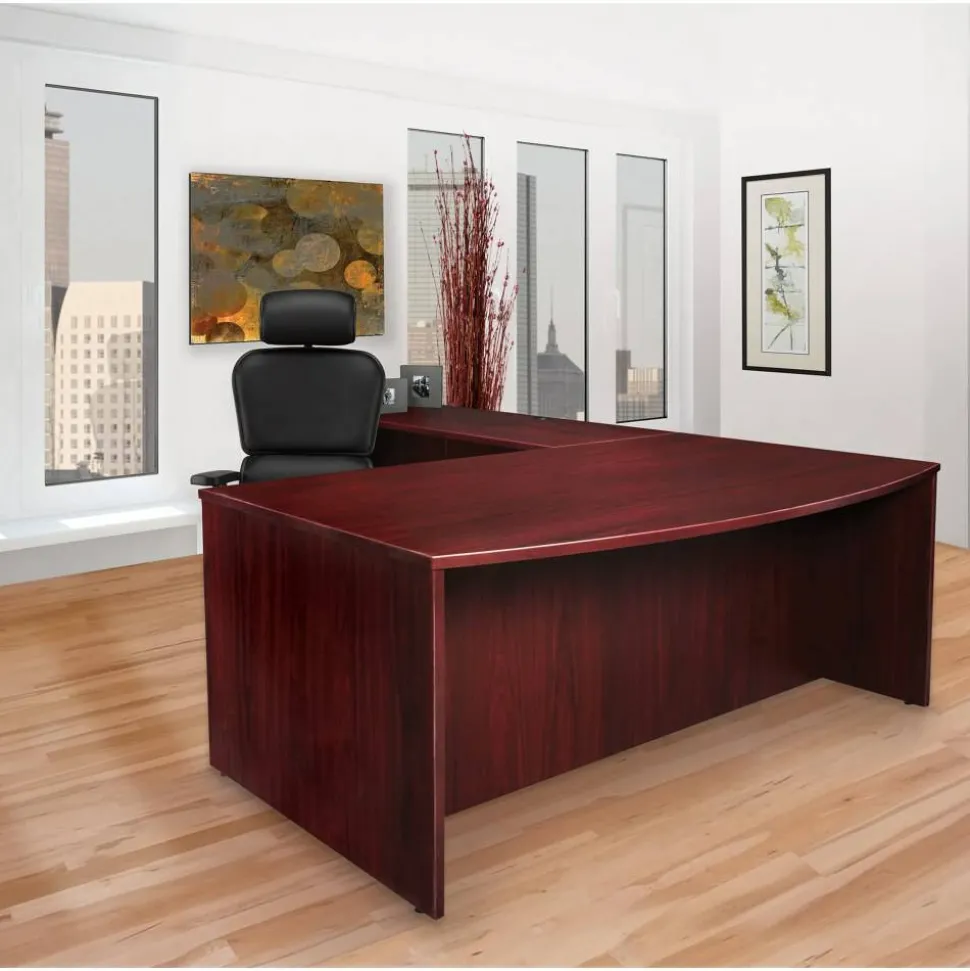 Lorell Prominence 2.0 60"W Left-Pedestal Computer Desk, Mahogany