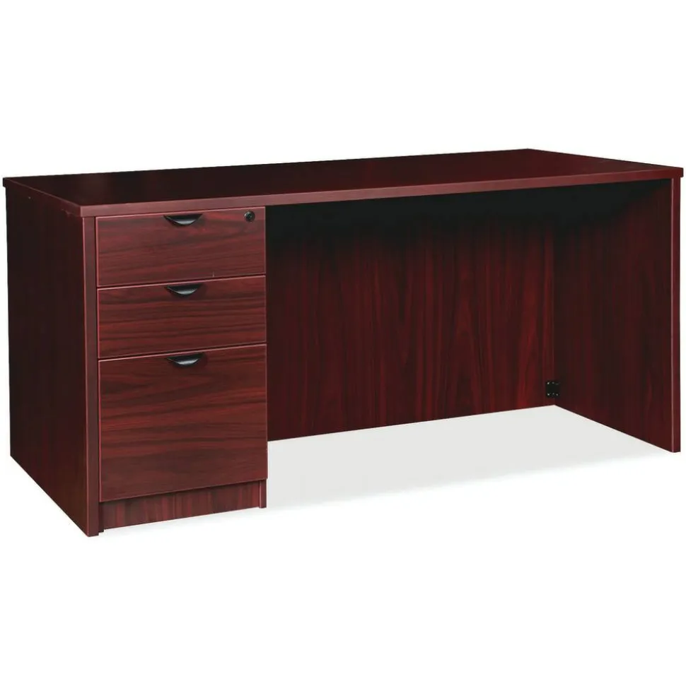 Lorell Prominence 2.0 60"W Left-Pedestal Computer Desk, Mahogany