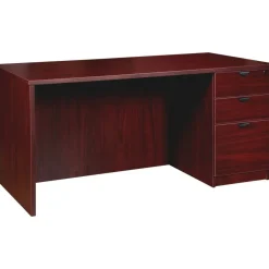 Lorell Prominence 2.0 66"W Right-Pedestal Computer Desk, Mahogany