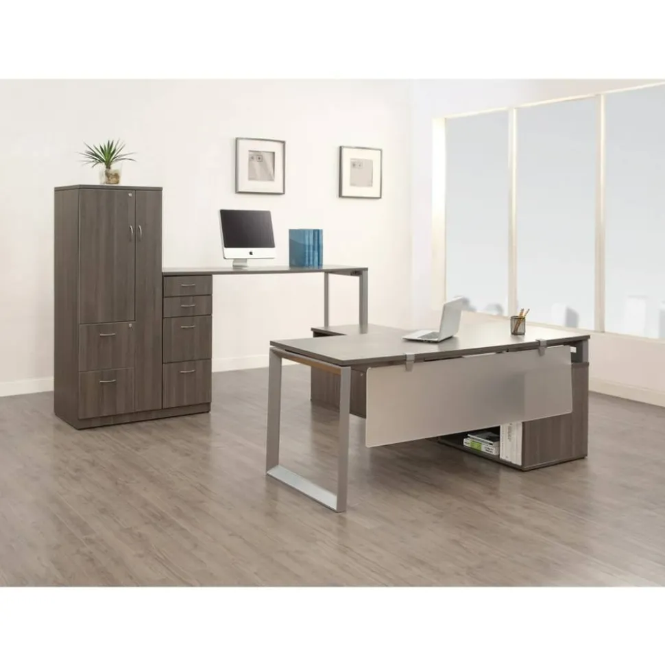 Lorell Relevance Series Desk Leg Frame, Silver, 23.3" Desk Height