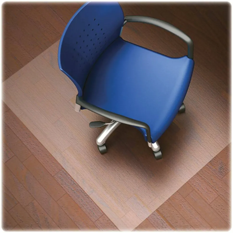 Lorell Rolled Hard Floor Chair Mat, 45" x 53", Wide Lip