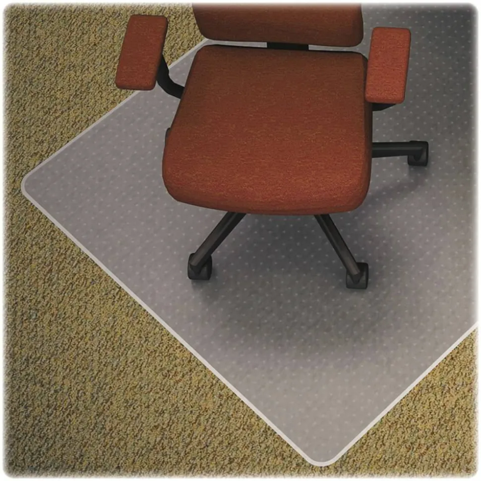 Lorell Rolled Low-Medium Pile Studded Chair Mat, 36" x 48", Standard Lip
