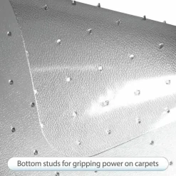 Lorell Rolled Low Pile Studded Chair Mat, 45" x 53", Wide Lip