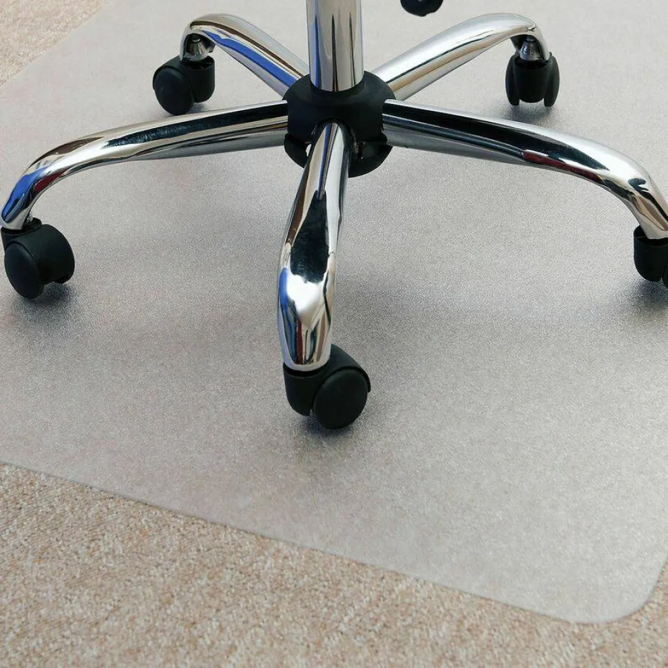 Lorell Rolled Low Pile Studded Chair Mat, 45" x 53", Wide Lip