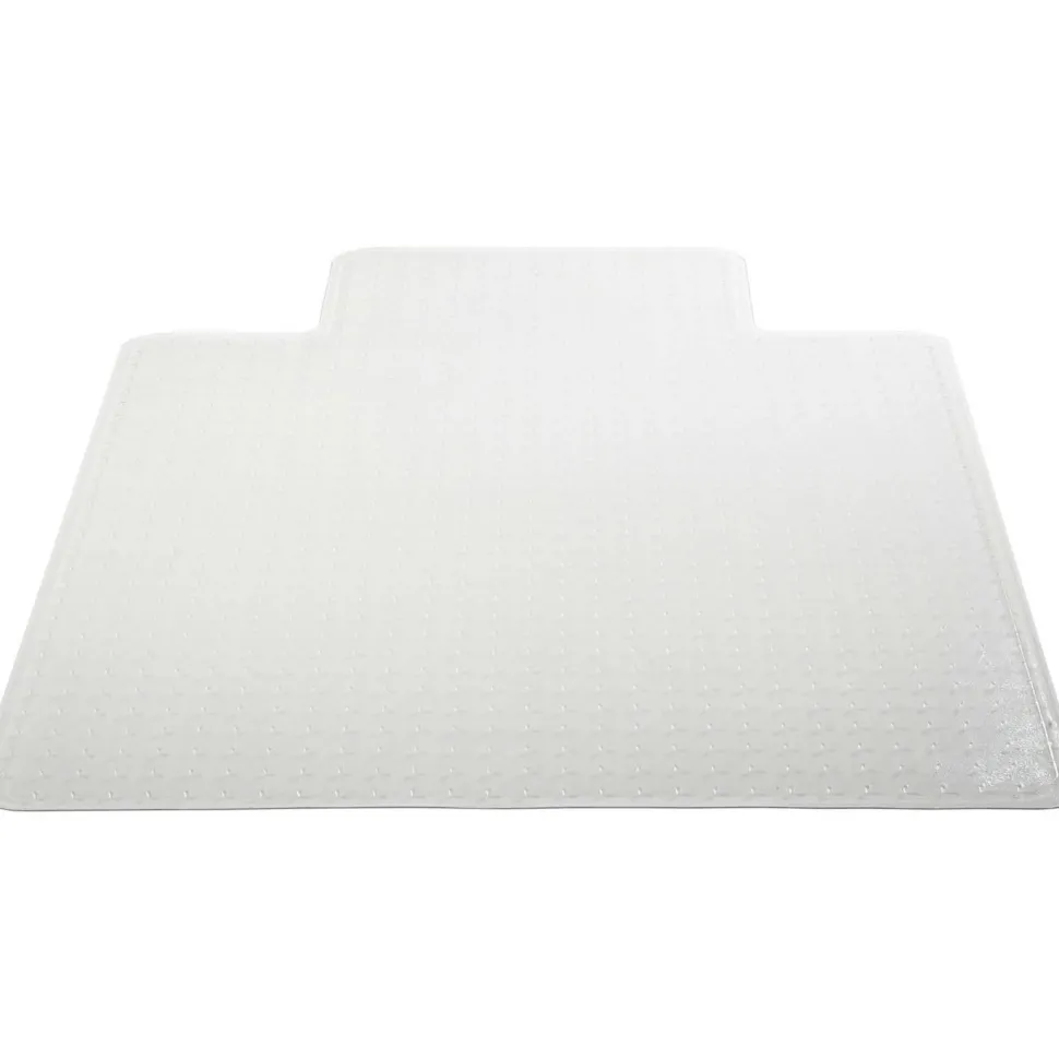 Lorell Rolled Low Pile Studded Chair Mat, 45" x 53", Wide Lip