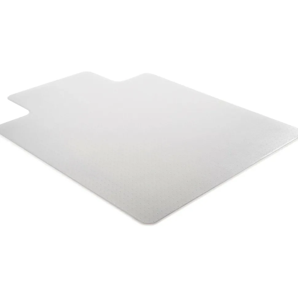 Lorell Rolled Low Pile Studded Chair Mat, 45" x 53", Wide Lip