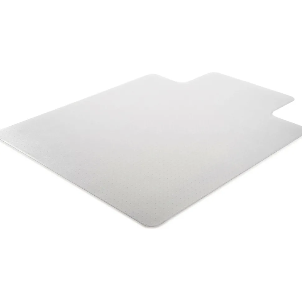 Lorell Rolled Low Pile Studded Chair Mat, 45" x 53", Wide Lip