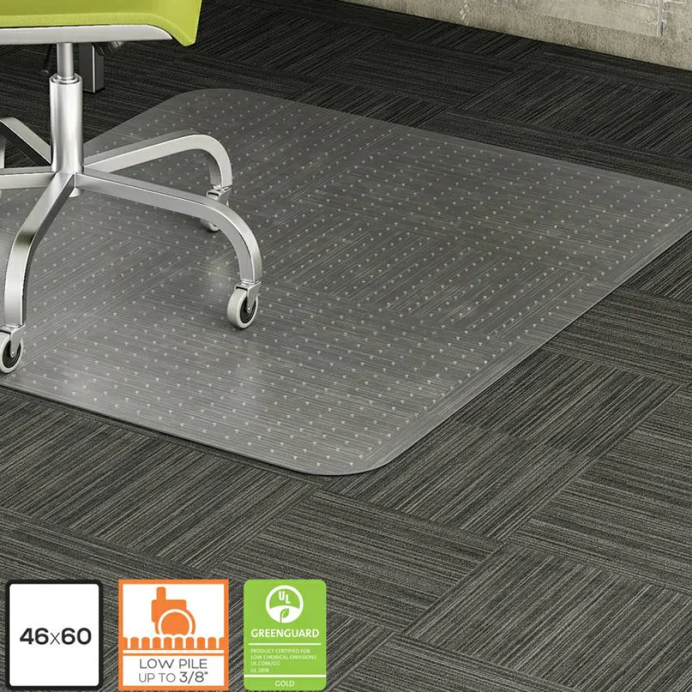 Lorell Rolled Low Pile Studded Chair Mat, 46" x 60"