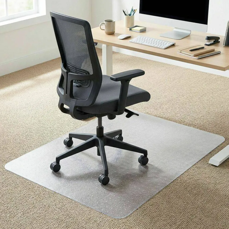 Lorell Rolled Low Pile Studded Chair Mat, 46" x 60"