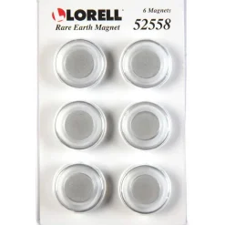 Lorell Round Cap Rare Earth Magnets - 1.2" Diameter - Round - 1 Pack - Clear