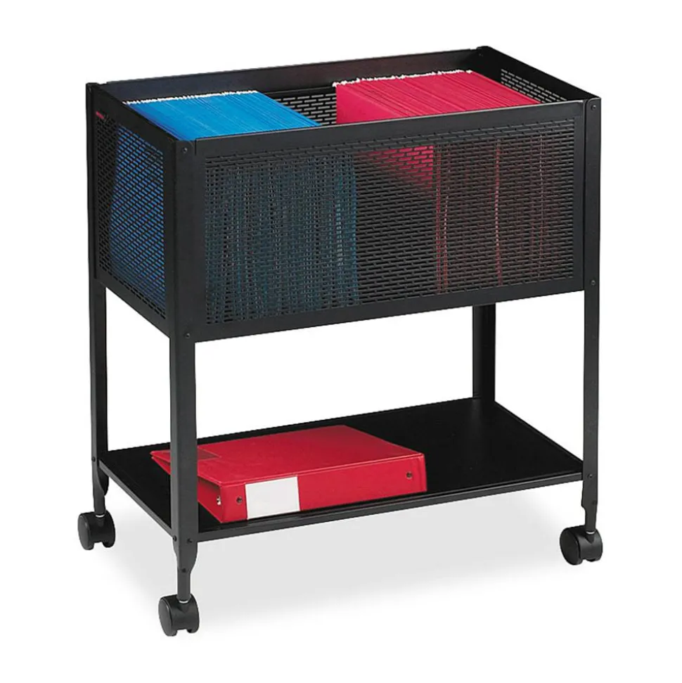 Lorell Steel Mesh Hanging Letter-Size Mobile File Cart, Black