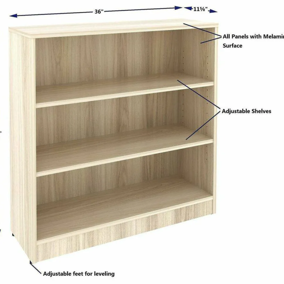 Lorell Sturdy 3-Shelf Bookcase