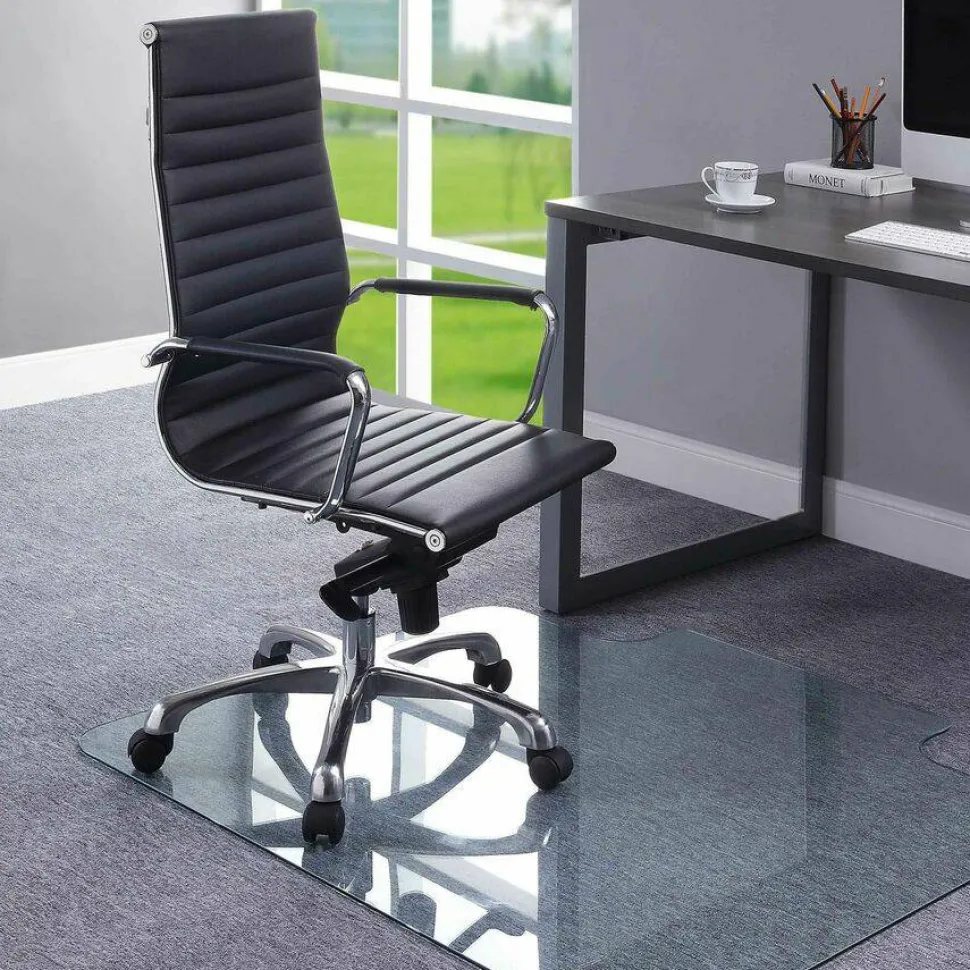 Lorell Tempered Glass Chairmat with Lip