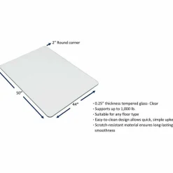 Lorell Tempered Glass Chair Mat, 44" x 50", Clear