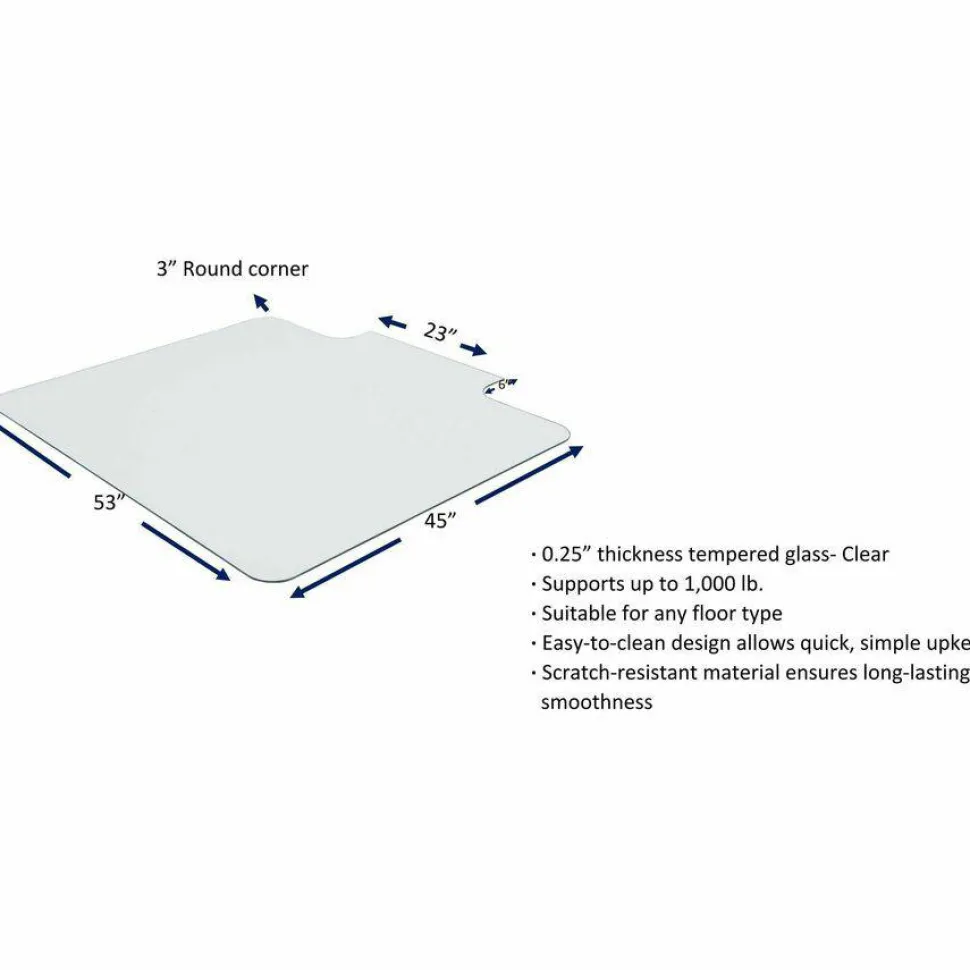 Lorell Tempered Glass Chairmat with Lip