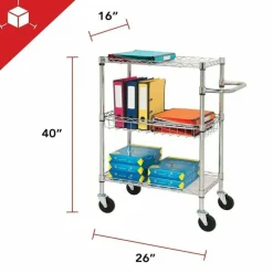 Lorell 3-Tier Steel Rolling Cart, 16