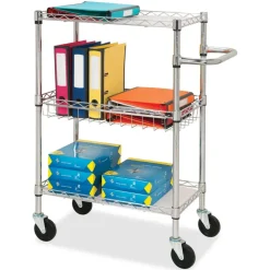 Lorell 3-Tier Steel Rolling Cart, 16