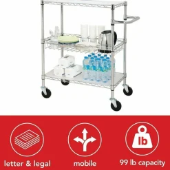 Lorell 3-Tier Steel Rolling Carts, 18