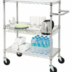 Lorell 3-Tier Steel Rolling Carts, 18