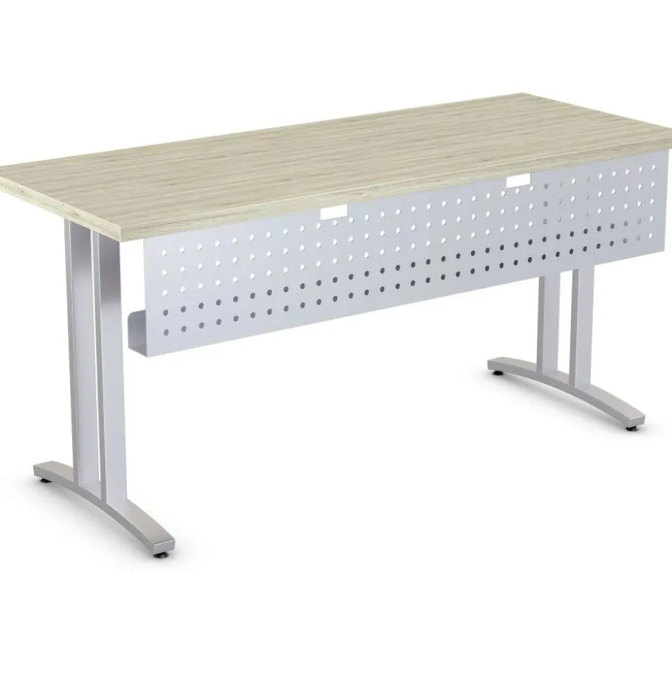 Lorell Training Table Steel Silver Modesty Panel, 54"W, Metallic Silver