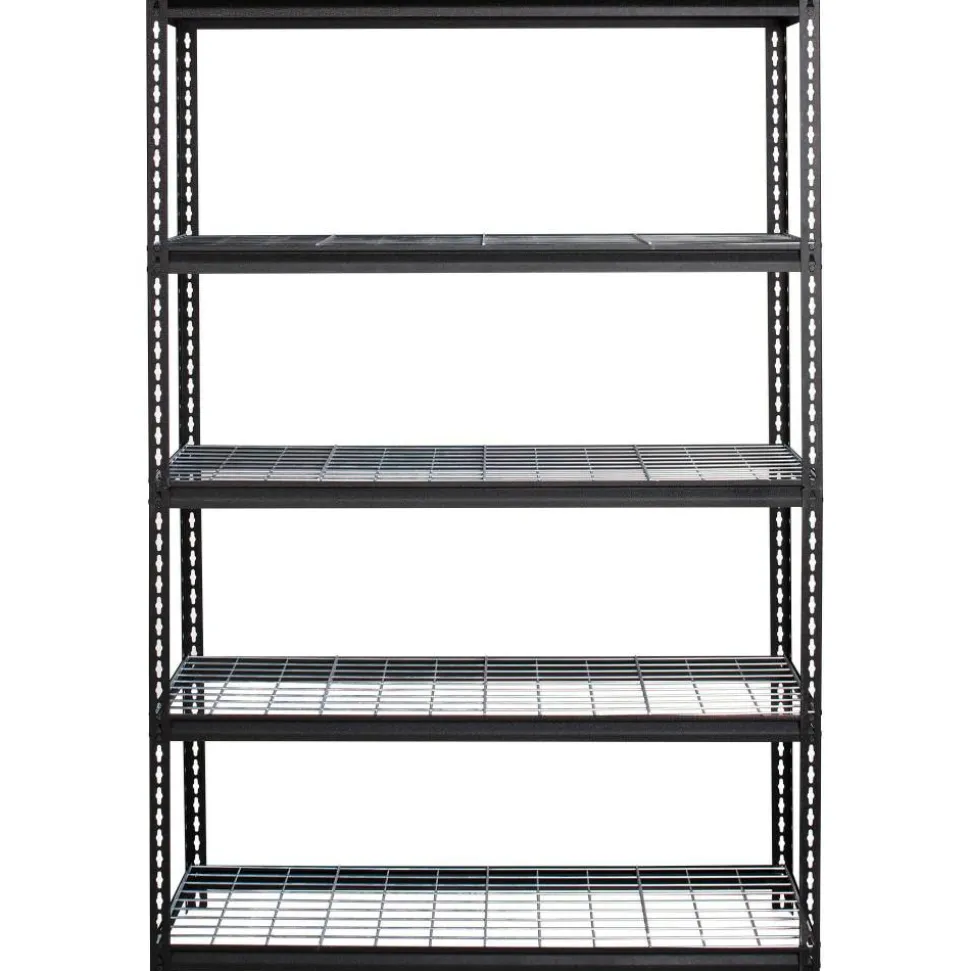 Lorell Wire Deck Shelving, 72"H x 48"W x 18"D, Recycled, Black, Steel, 1Each