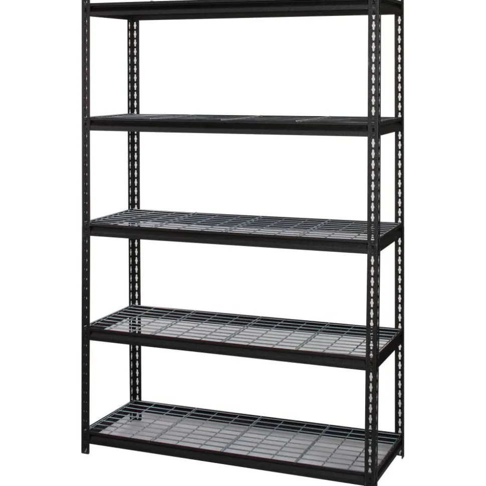 Lorell Wire Deck Shelving, 72"H x 48"W x 18"D, Recycled, Black, Steel, 1Each