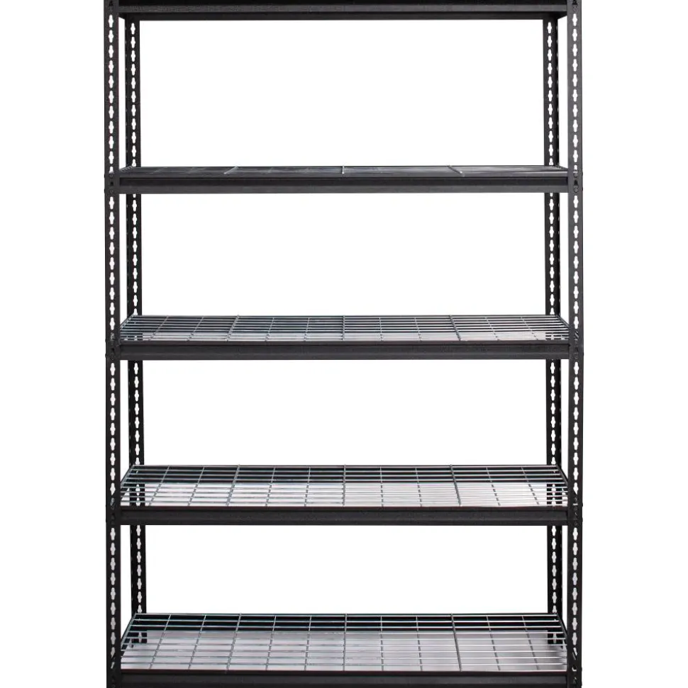Lorell Wire Deck Shelving, 72"H x 48"W x 18"D, Recycled, Black, Steel, 1Each