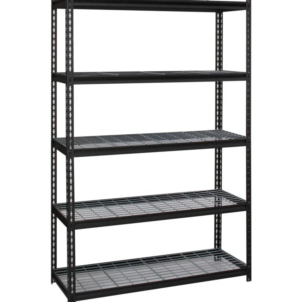 Lorell Wire Deck Shelving, 72"H x 48"W x 18"D, Recycled, Black, Steel, 1Each