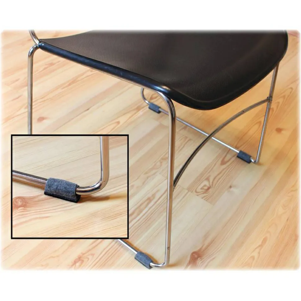 Lorell Wraparound Hard Floor Savers, 1 1/2, Gray, Set Of 16