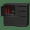 Lorell 30"W Steel Personal Storage Center With Lateral File Cabinet, Black
