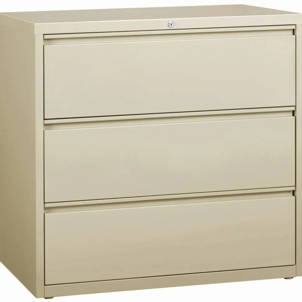 Lorell 42"W x 18-5/8"D Lateral 3-Drawer File Cabinet, Putty