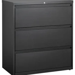 Lorell 36"W x 18-5/8"D Lateral 3-Drawer Letter/Legal File Cabinet, Black