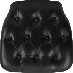 Louise Hard Black Tufted Vinyl Chiavari Chair Cushion