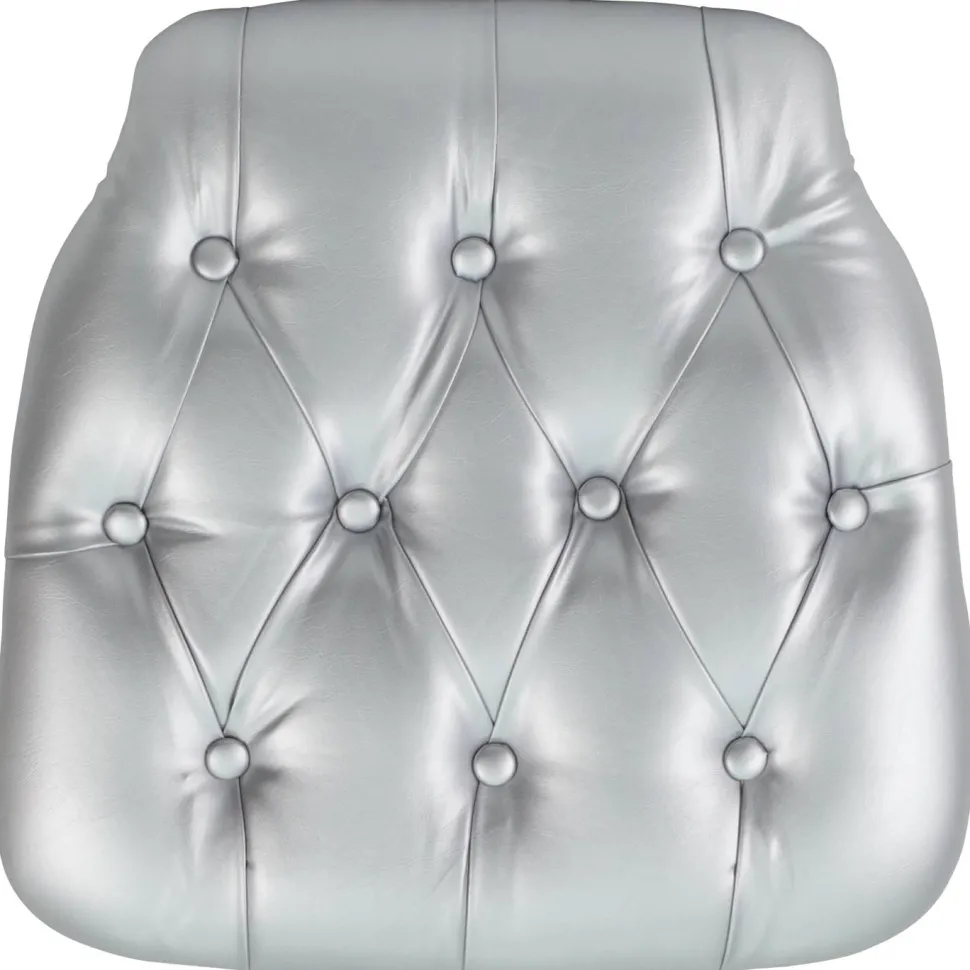Louise Hard Silver Tufted Vinyl Chiavari Chair Cushion