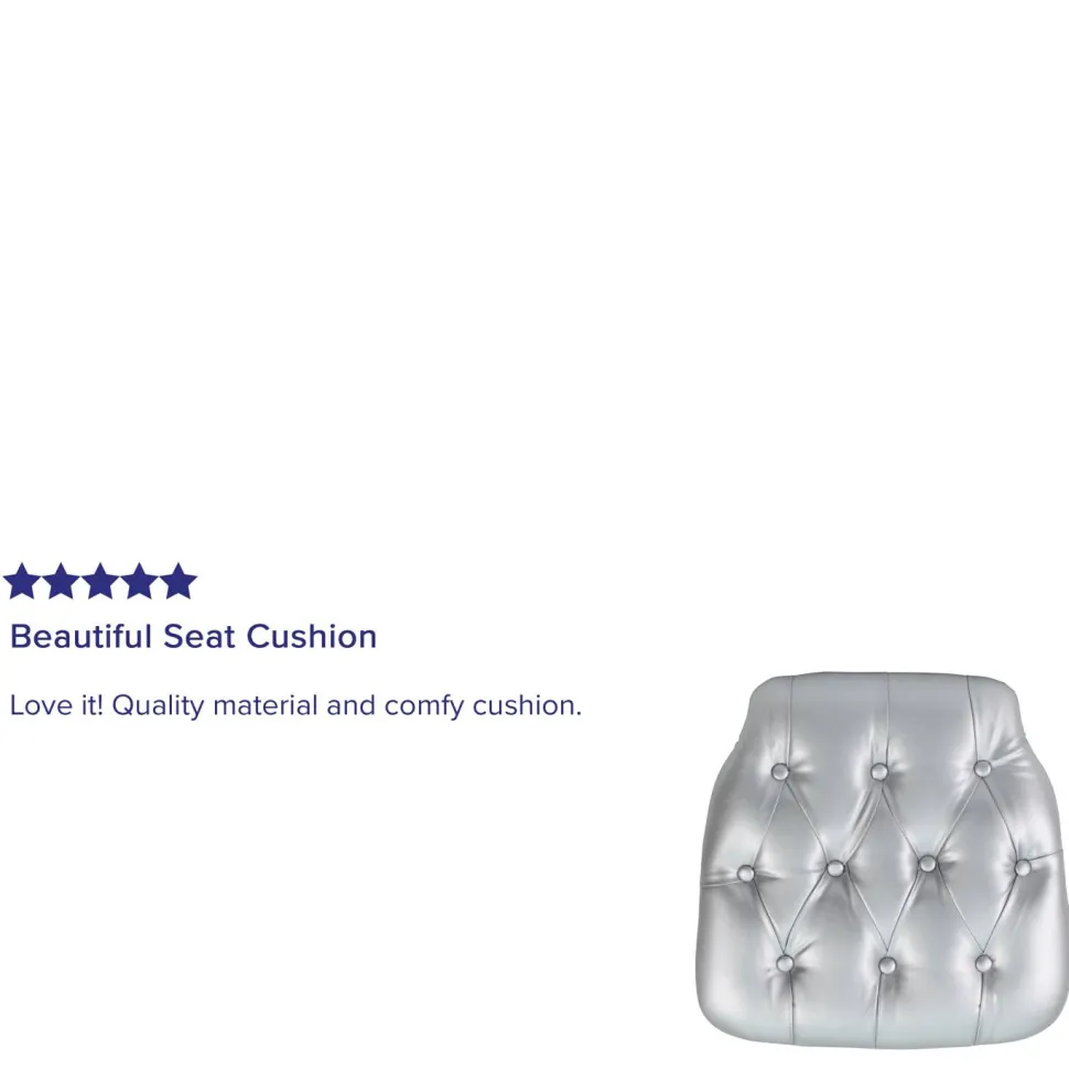 Louise Hard Silver Tufted Vinyl Chiavari Chair Cushion