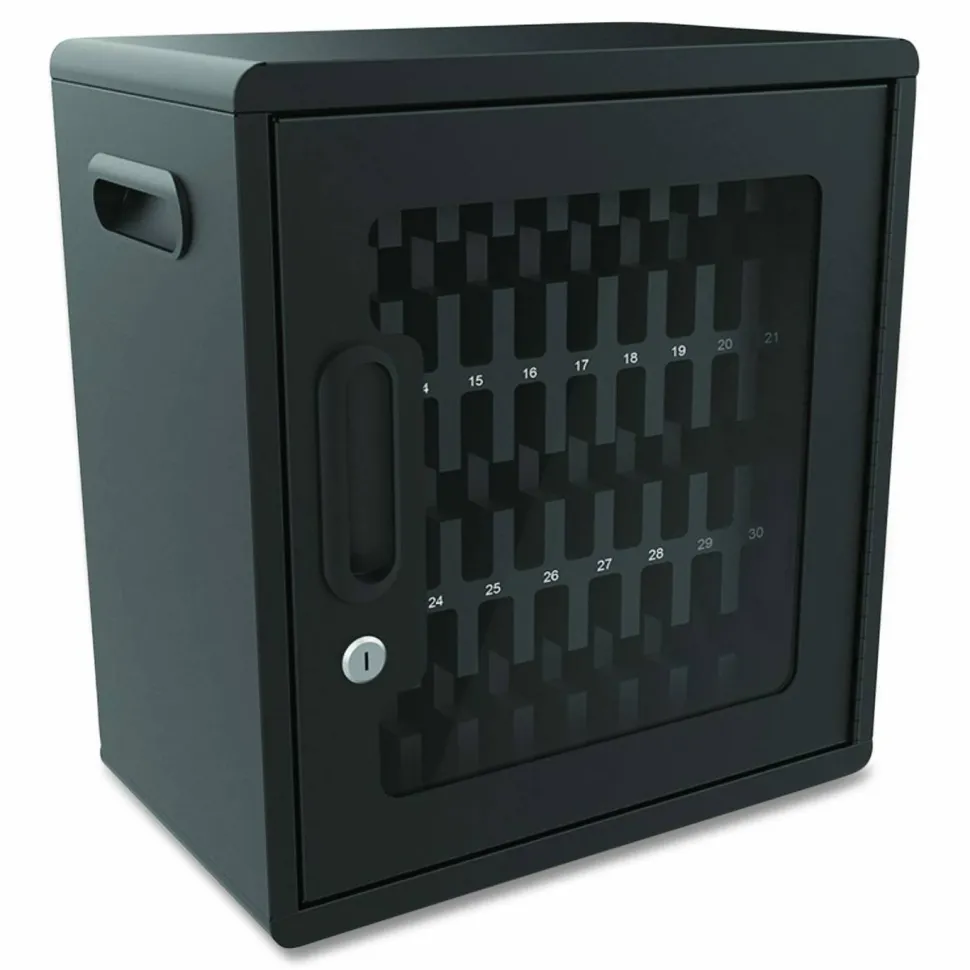 Luxor Cell Guard 30-Bay Cabinet for 32 Devices, 14.96 x 16.14 x 8.98, Black