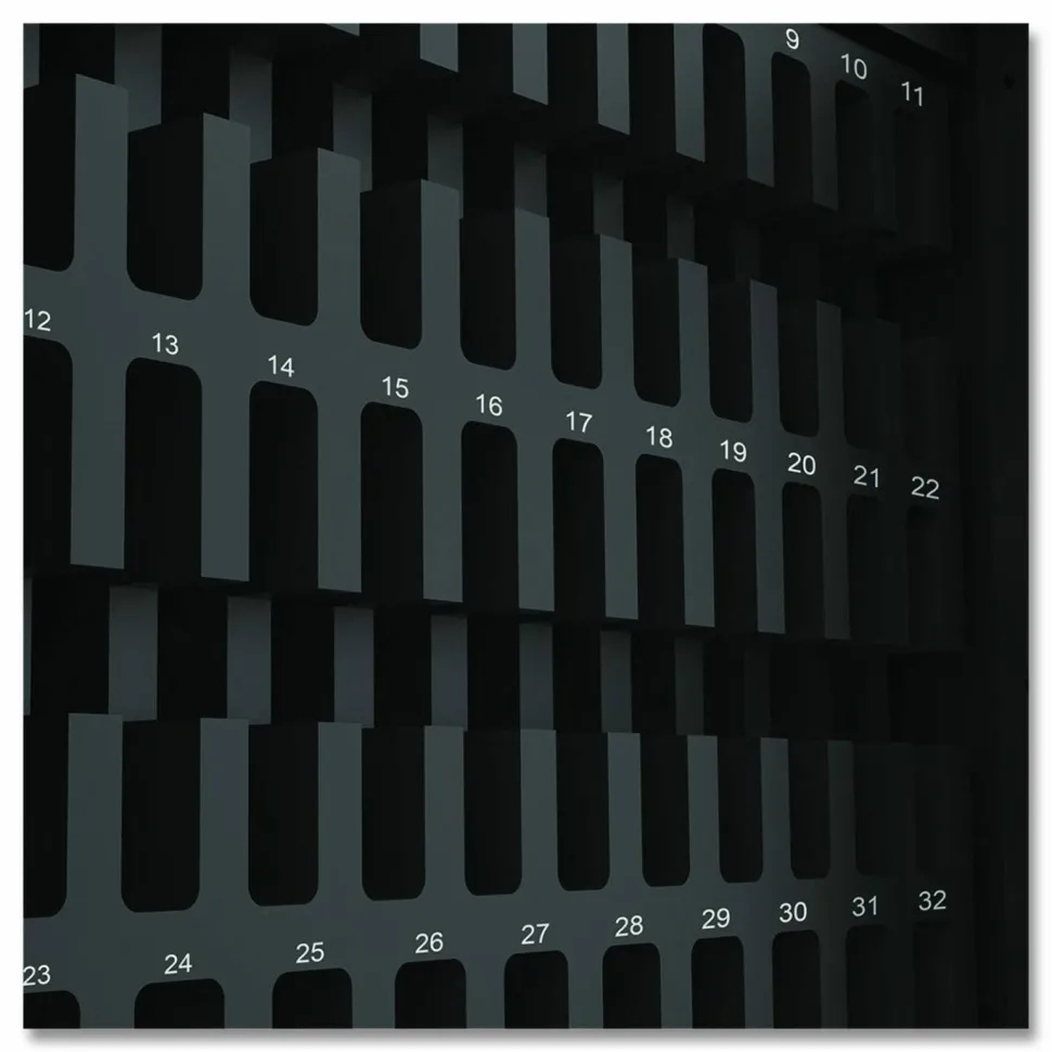 Luxor Cell Guard 30-Bay Cabinet for 32 Devices, 14.96 x 16.14 x 8.98, Black